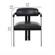 Anta Dining Chair- Black Iron Slats Back- Dark Brown Genuine Leather