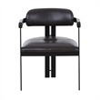 Anta Dining Chair- Black Iron Slats Back- Dark Brown Genuine Leather