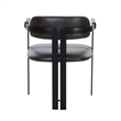 Anta Dining Chair- Black Iron Slats Back- Dark Brown Genuine Leather
