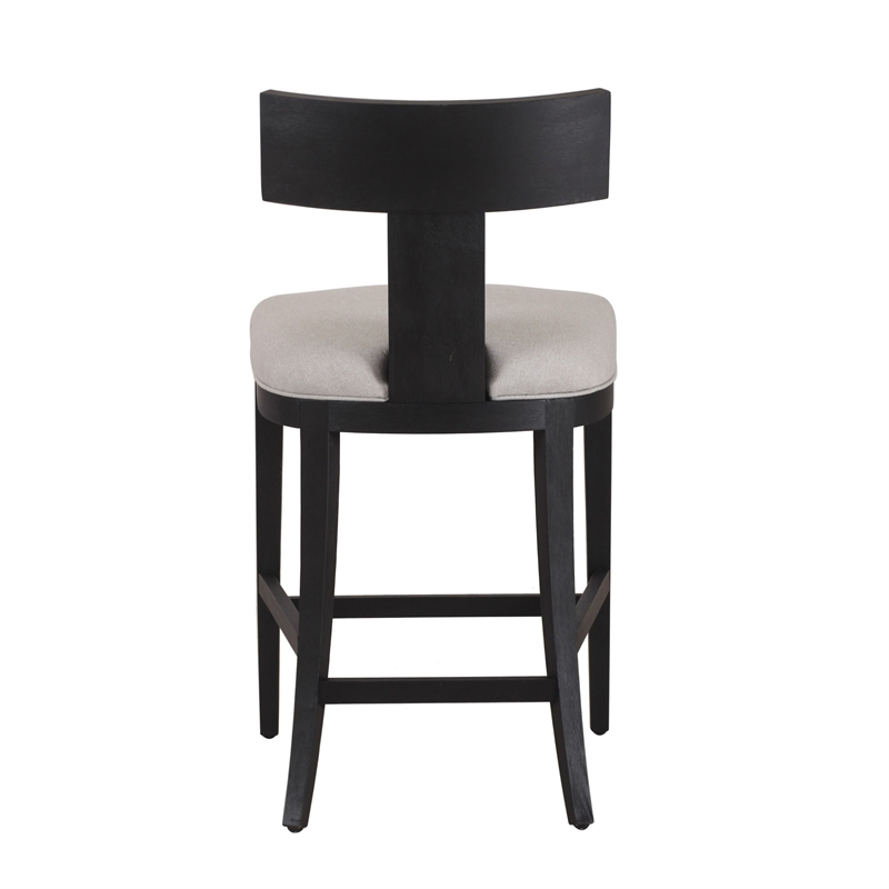 Cid Sten 27 Inch Counter Height Chair- T Shape Back- Beige Linen- Black