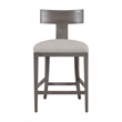 Cid Sten 27 Inch Counter Height Chair- T Shape Back- Soft Beige Linen- Gray