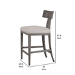 Cid Sten 27 Inch Counter Height Chair- T Shape Back- Soft Beige Linen- Gray