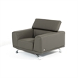 Reno Brooke Accent Chair- Dark Gray Faux Leather- Adjustable Headrest