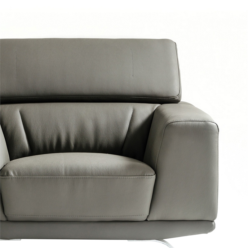 Reno Brooke Accent Chair- Dark Gray Faux Leather- Adjustable Headrest