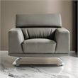 Reno Brooke Accent Chair- Dark Gray Faux Leather- Adjustable Headrest