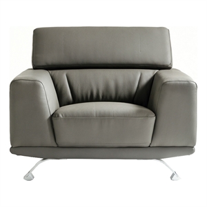 Reno Brooke Accent Chair- Dark Gray Faux Leather- Adjustable Headrest