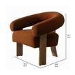 Cid Nico 35 Inch Accent Chair- Rust Brown Polyester- Flat Wood 3 Legs