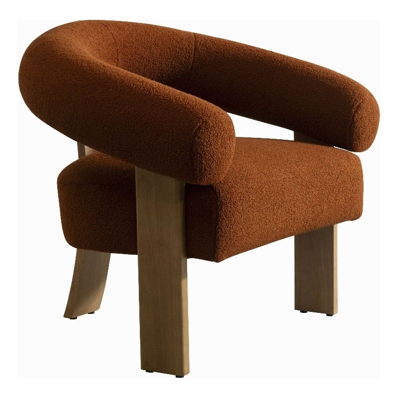 Cid Nico 35 Inch Accent Chair- Rust Brown Polyester- Flat Wood 3 Legs