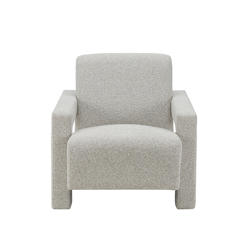 Cid Lily 28 Inch Accent Chair- Light Gray Polyester- Foam Cushions- Wood
