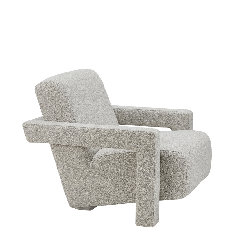 Cid Lily 28 Inch Accent Chair- Light Gray Polyester- Foam Cushions- Wood