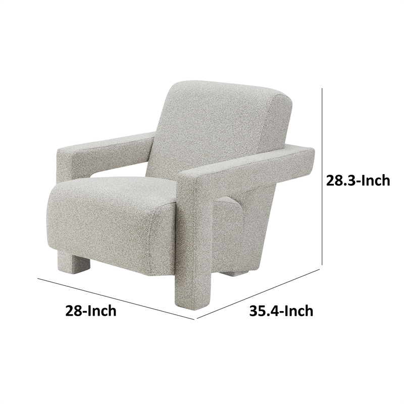 Cid Lily 28 Inch Accent Chair- Light Gray Polyester- Foam Cushions- Wood