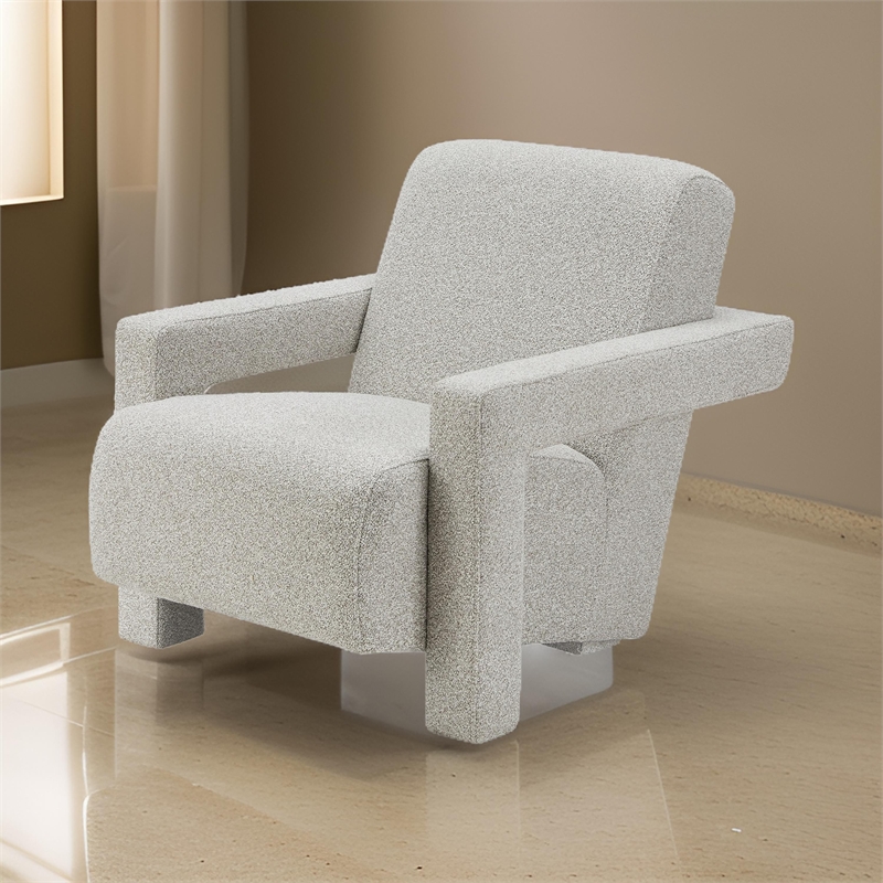 Cid Lily 28 Inch Accent Chair- Light Gray Polyester- Foam Cushions- Wood