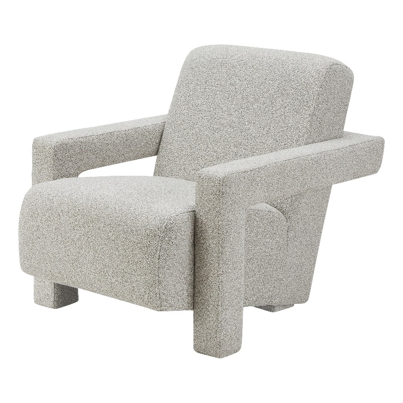 Cid Lily 28 Inch Accent Chair- Light Gray Polyester- Foam Cushions- Wood