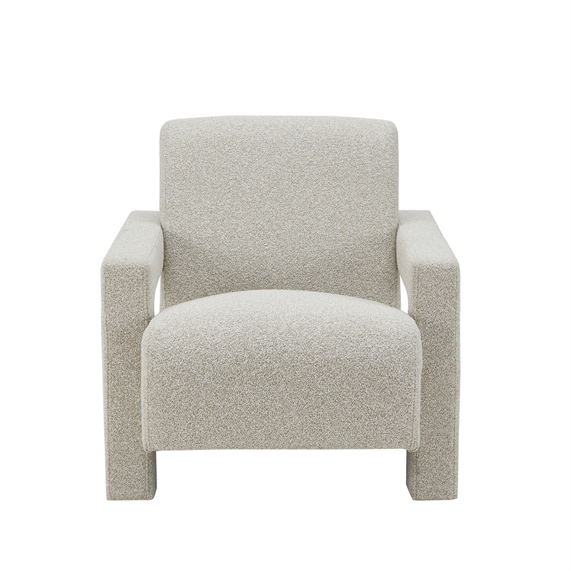Cid Lily 28 Inch Accent Chair- Foam Cushioned Plush Beige Polyester Fabric