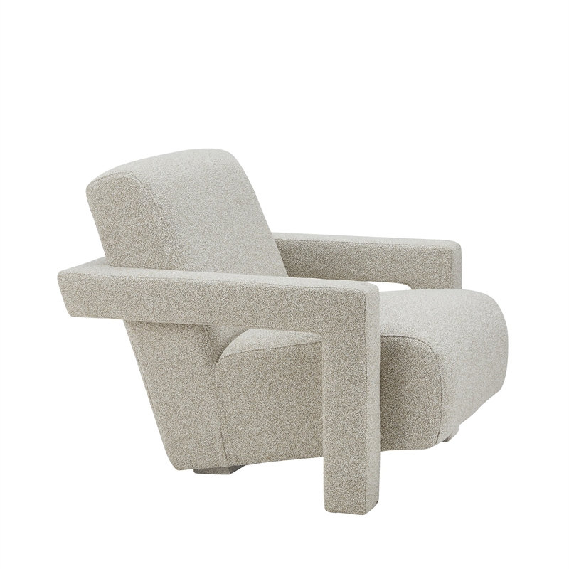 Cid Lily 28 Inch Accent Chair- Foam Cushioned Plush Beige Polyester Fabric
