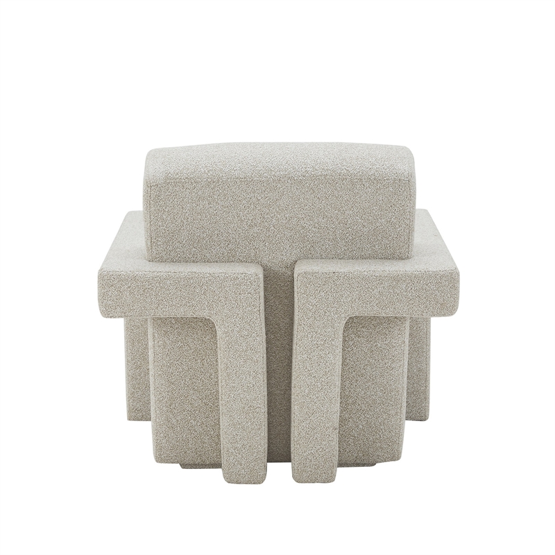 Cid Lily 28 Inch Accent Chair- Foam Cushioned Plush Beige Polyester Fabric