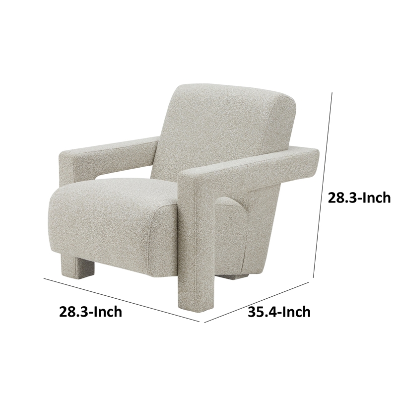 Cid Lily 28 Inch Accent Chair- Foam Cushioned Plush Beige Polyester Fabric