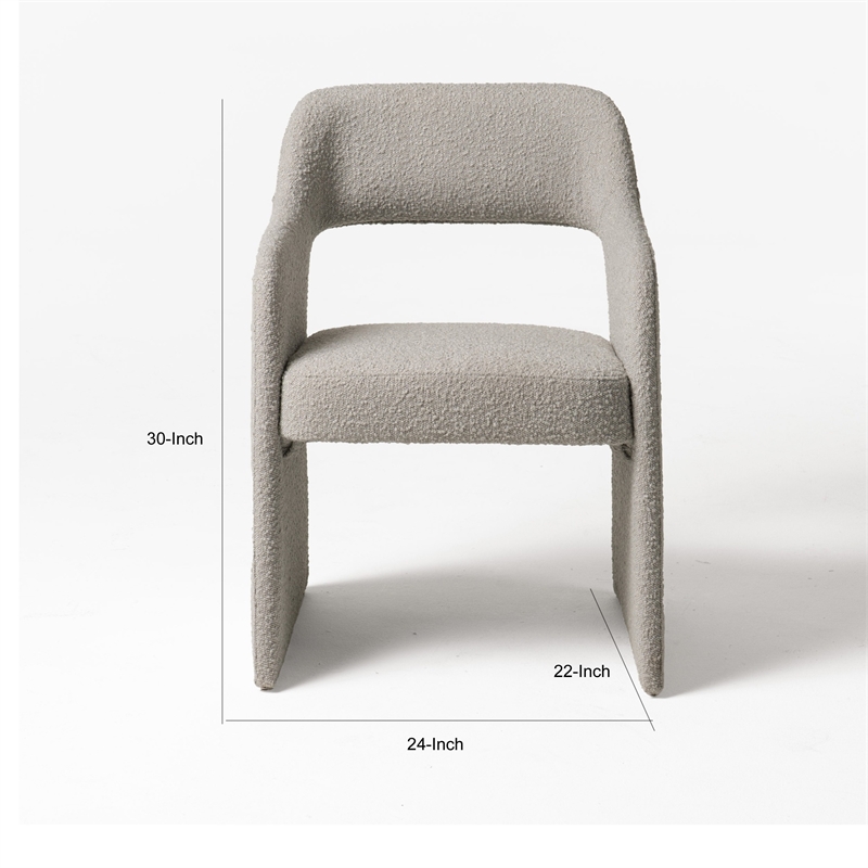 Cid Bistro 24 Inch Dining Chair- Light Gray Polyester- Cushions- Solid Wood