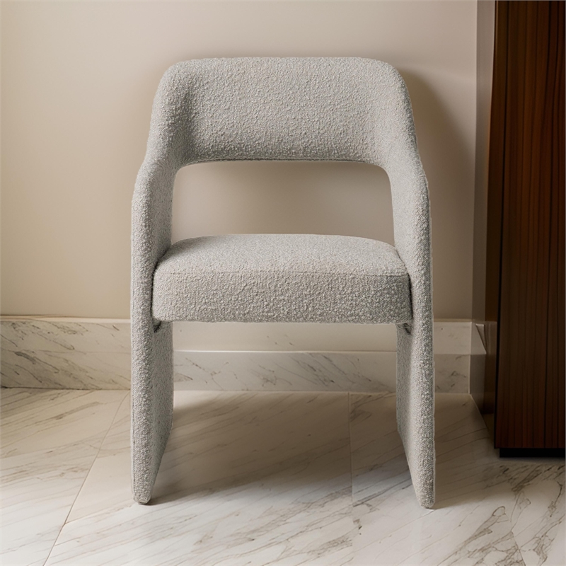 Cid Bistro 24 Inch Dining Chair- Light Gray Polyester- Cushions- Solid Wood