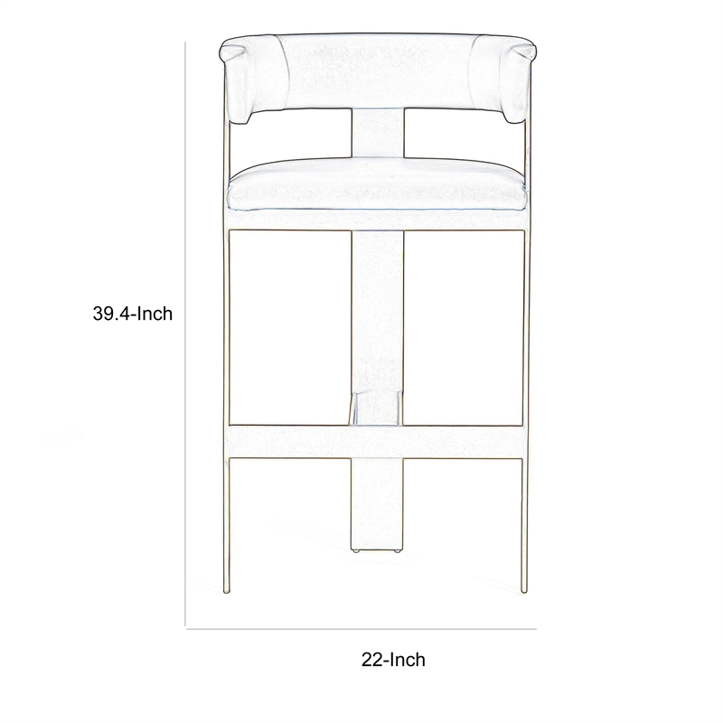 Cid Willow Barstool Chair- Black Faux Leather- Gold Metal Three Leg Base