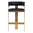 Cid Willow Barstool Chair- Black Faux Leather- Gold Metal Three Leg Base