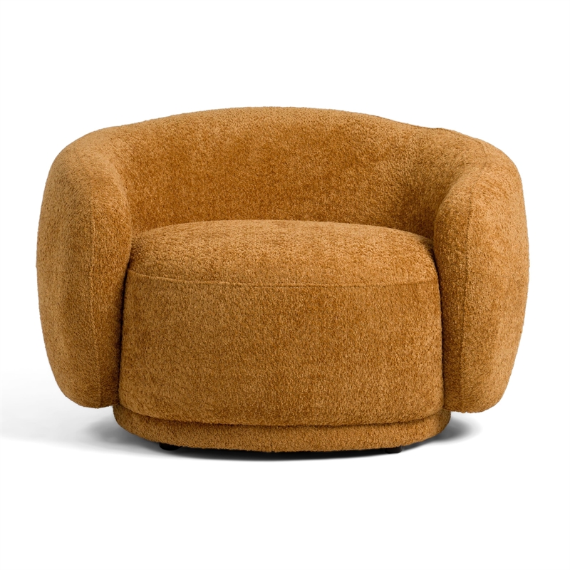 Reno Lucy 44 Inch Accent Curve Chair- Orange Fabric- Round Arms