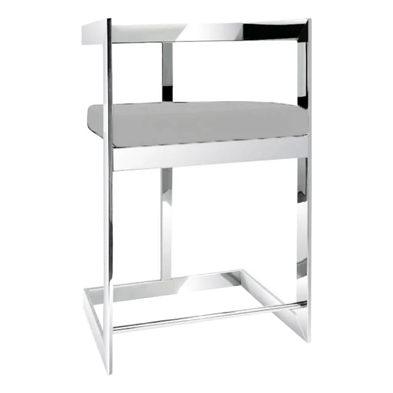 Gei 26 Inch Counter Stool Chair- Low Back- Gray Velvet- Cantilever Chrome