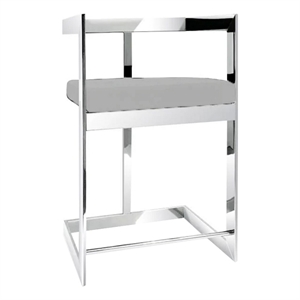 Gei 26 Inch Counter Stool Chair- Low Back- Gray Velvet- Cantilever Chrome