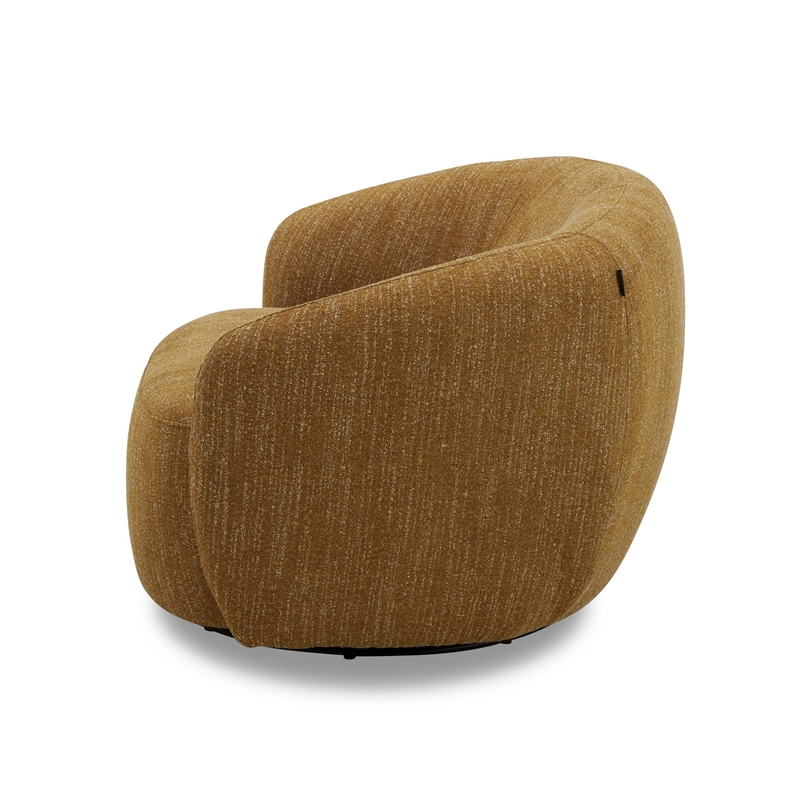 Reno Nori 47 Inch Swivel Accent Chair- Yellow Polyester- Solid Poplar Wood