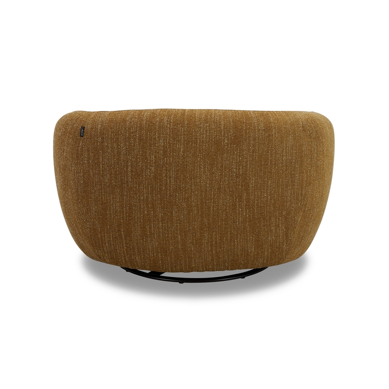 Reno Nori 47 Inch Swivel Accent Chair- Yellow Polyester- Solid Poplar Wood
