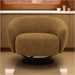 Reno Nori 47 Inch Swivel Accent Chair- Yellow Polyester- Solid Poplar Wood
