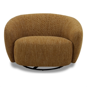 Reno Nori 47 Inch Swivel Accent Chair- Yellow Polyester- Solid Poplar Wood