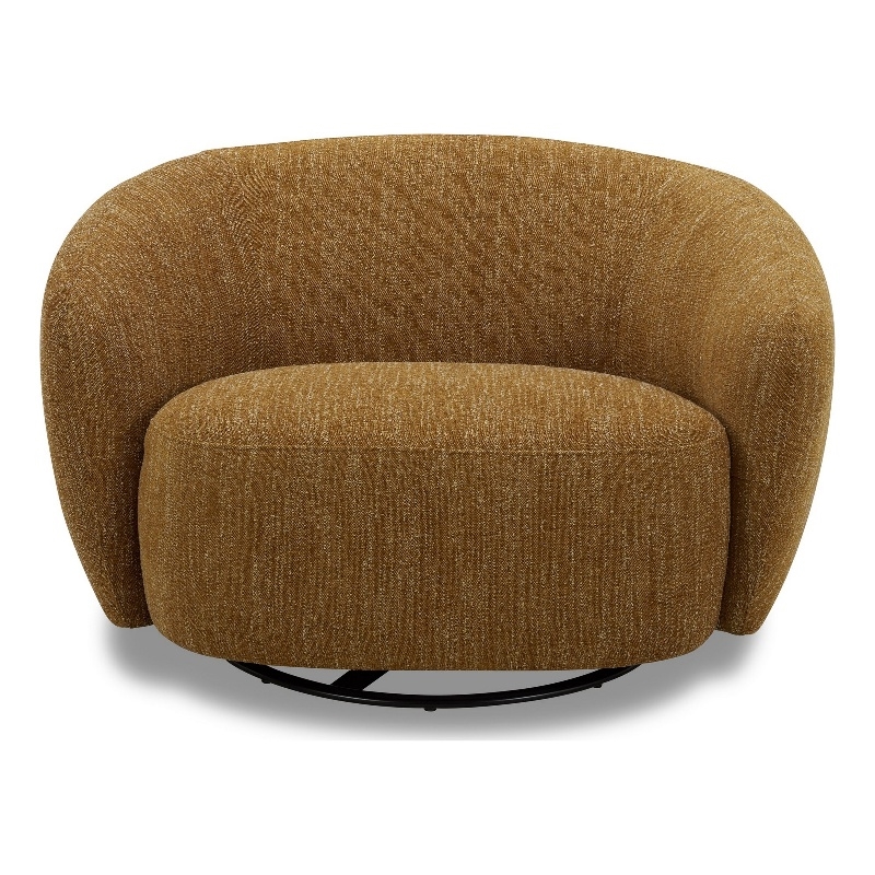 Reno Nori 47 Inch Swivel Accent Chair- Yellow Polyester- Solid Poplar Wood