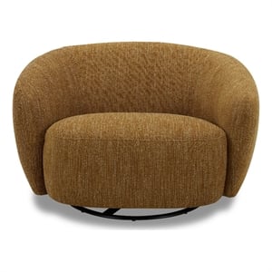 Reno Nori 47 Inch Swivel Accent Chair- Yellow Polyester- Solid Poplar Wood