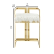 Suki 26 Inch Counter Height Chair- White Faux Fur- Gold Cantilever Base