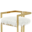 Suki 26 Inch Counter Height Chair- White Faux Fur- Gold Cantilever Base