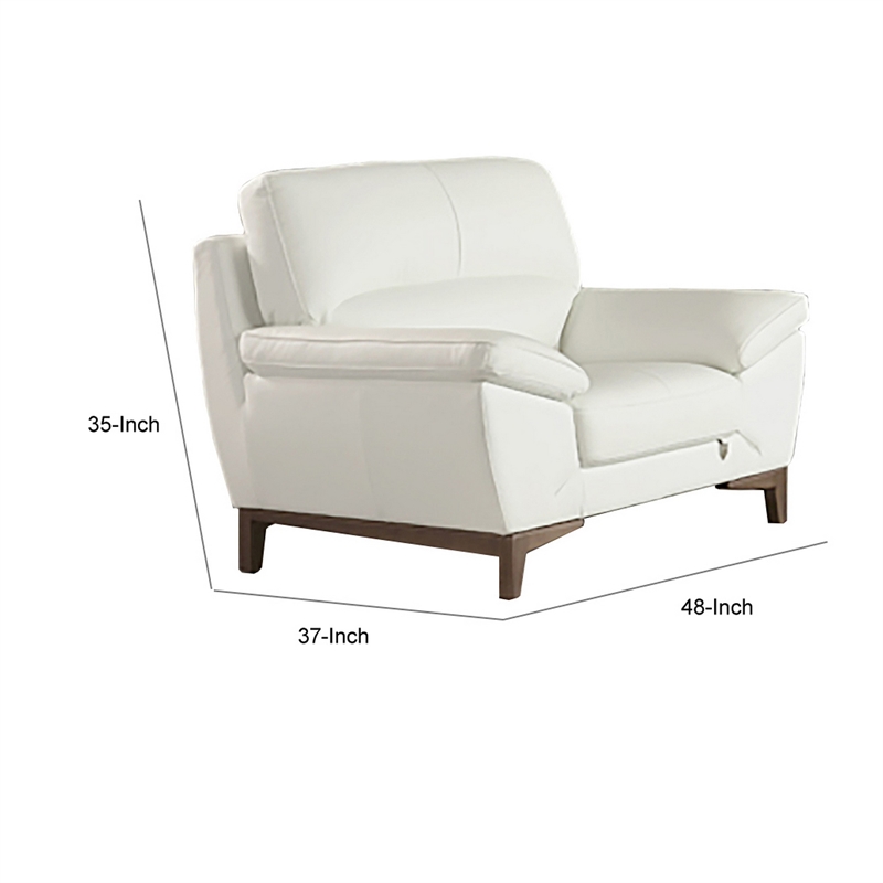 Fina 48 Inch Accent Sofa Chair- Cushioned- White Tufted Italian Leather