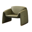 Hei 38 Inch Accent Chair- Green Real Leather Upholstery- Gold Metal Finish