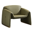 Hei 38 Inch Accent Chair- Green Real Leather Upholstery- Gold Metal Finish