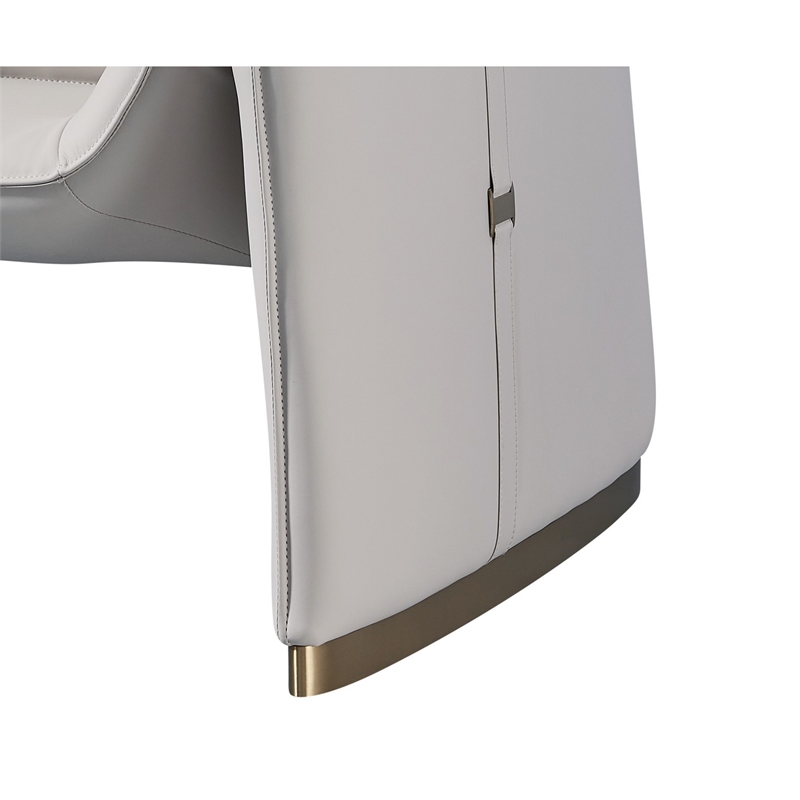 Hei 38 Inch Accent Chair- Gray Real Leather Upholstery- Gold Metal Finish