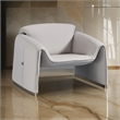 Hei 38 Inch Accent Chair- Gray Real Leather Upholstery- Gold Metal Finish