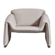 Hei 38 Inch Accent Chair- Pink Gray Real Leather Upholstery- Gold Metal