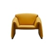 Hei 38 Inch Accent Chair- Yellow Real Leather Upholstery- Gold Metal Finish