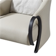 Semi 38 Inch Accent Chair- Curved Tall Back- Gray Real Leather- Solid Wood