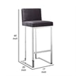 Boly 30 Inch Barstool Chair- Gray Velvet- Foam Cushions- Chrome Steel