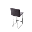 Boly 26 Inch Counter Height Chair- Gray Velvet- Foam Cushions- Chrome Steel
