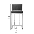Boly 26 Inch Counter Height Chair- Gray Velvet- Foam Cushions- Chrome Steel