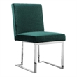 Boly 19 Inch Dining Chair- Set of 2- Green Velvet- Foam- Chrome Steel Base