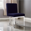 Boly 19 Inch Dining Chair- Set of 2- Navy Blue Velvet- Foam- Chrome Steel