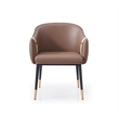Cid Aldo 22 Inch Dining Chair- Brown Faux Leather- Black Metal- Wood